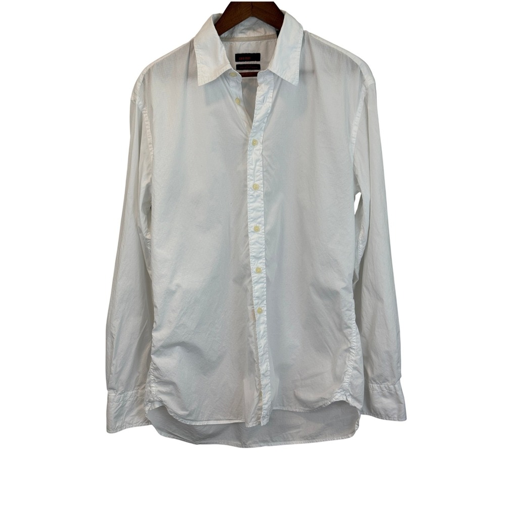 Zara Man White 100% Cotton‎ Textured Button Up Long Sleeve Shirt size XL